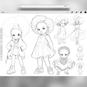 100 Procreate Afro Little Girls Stamps | Procreate Afro Kids Stamps ...