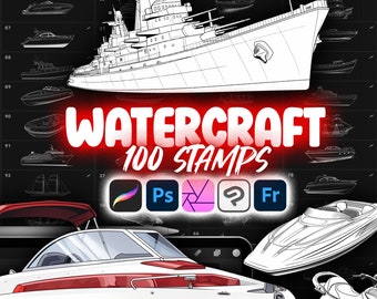 100 Procreate Watercraft Stamp Brushes | Procreate Ships Stamp Brushes | Procreate Boat Stamp Brushes | Procreate Sailboat Stamp Brush