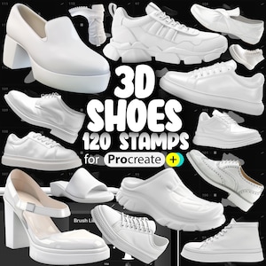 100 Procreate 3D Shoes Stamp Brushes | Procreate Boots Stamps | Procreate Sneakers Stamps