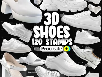 100 Procreate 3D Shoes Stamp Brushes | Procreate Boots Stamps | Procreate Sneakers Stamps