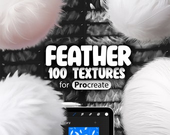 100 Procreate Feather Textures | Bird Feather Procreate Texture Seamless Brushes | Feather Procreate Brush | Procreate Feather Patterns