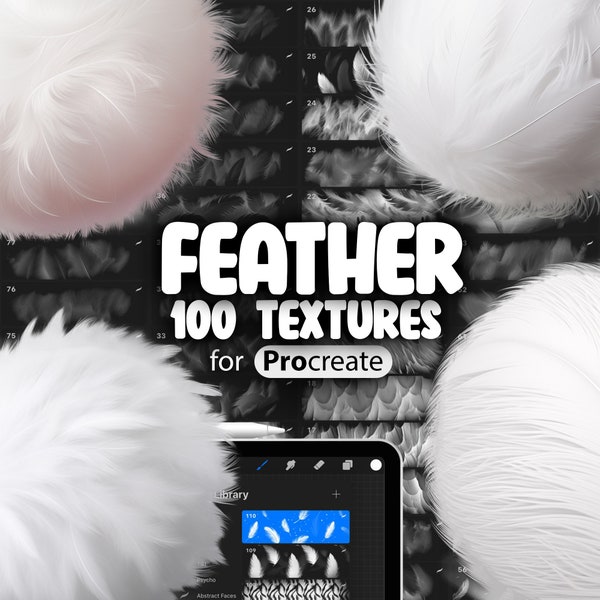 100 Procreate Feather Textures | Bird Feather Procreate Texture Seamless Brushes | Feather Procreate Brush | Procreate Feather Patterns