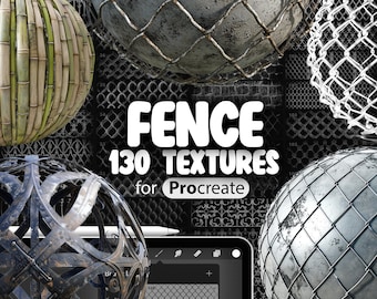 130 Procreate Fence Textures | Procreate Wooden Fence Brush | Procreate Metal Fence Brush | Procreate Chain Link Fence Brush