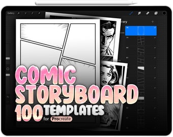 100+ Procreate Comic Storyboard Template Builder, Procreate Comic Pop Art Bubble Stamp Brushes, Procreate Comic Book Constructor