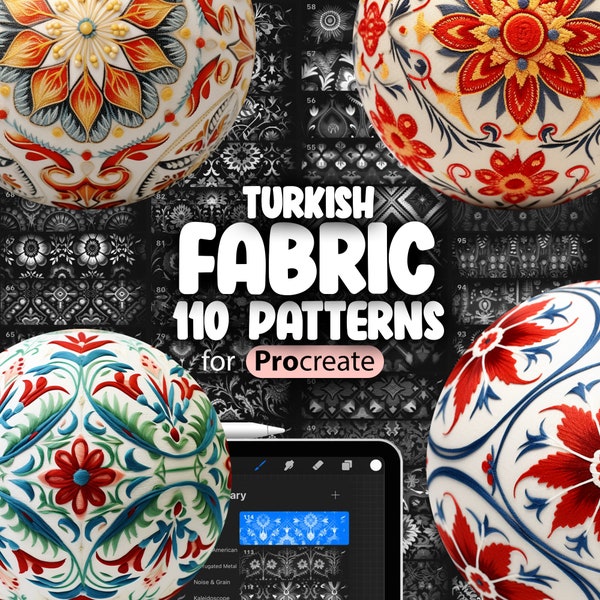 110 Procreate Turkish Patterns | Traditional Turkish Pattern Seamless Brushes | Turkish Ornament Procreate Brush | Floral Turkish Brush