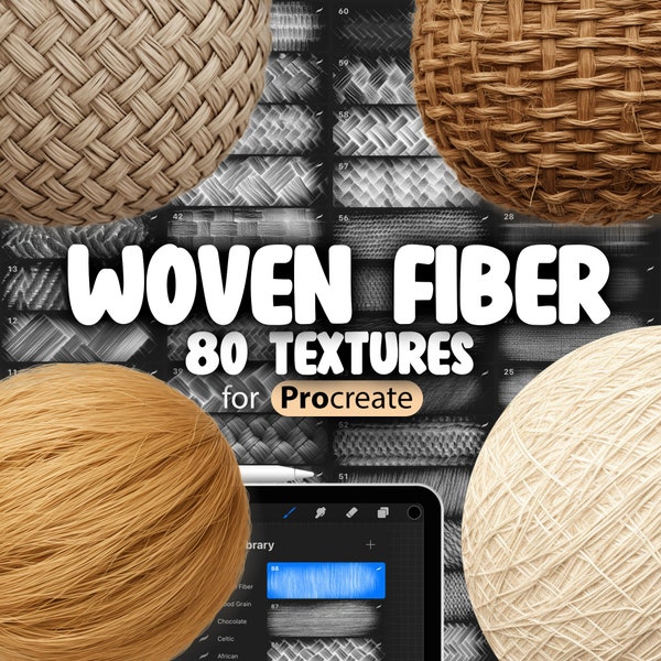 80 Procreate Woven Fiber Textures | Old Woven Fiber Procreate Pattern Seamless Brushes | Procreate Sisal Fiber Brush, Procreate Fabric Brush