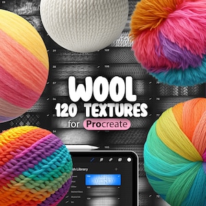 120 Procreate Wolle Texturen | Pullover Strickstoff Procreate Nahtlose Muster Pinsel | Gefilzte Wolle Textur Gestrickte Wolle Textur