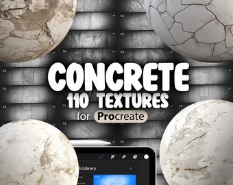 110 Procreate Concrete Textures | Cracked Material Procreate Texture Seamless Brushes | Smooth Concrete Texture | Procreate Cracked Cement