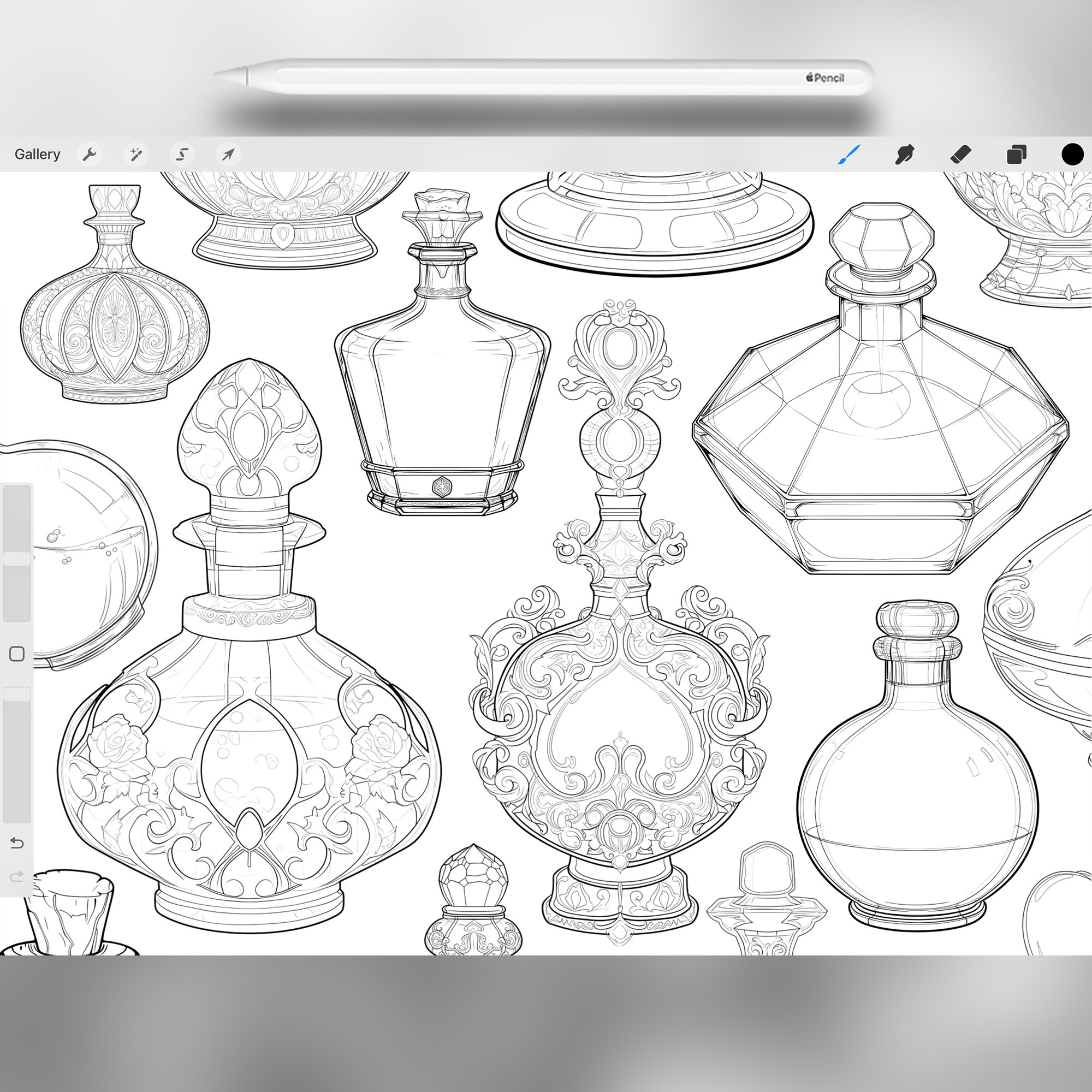 110 Procreate Potion Bottles Stamp Brushes | Photoshop Magic Bottle ...