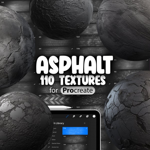 110 Procreate Asphalt Textures | Road Surface Procreate Texture Seamless Brushes | Urban Texture Procreate Brush | Concrete Texture Brush