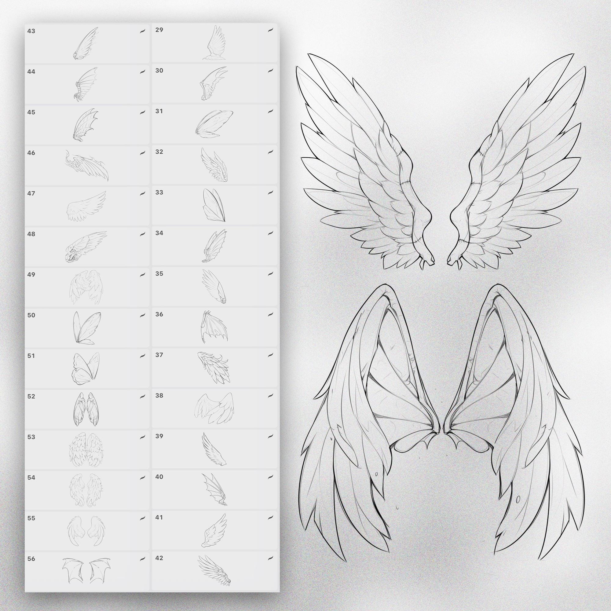 110 Procreate Wings References Stamps | Angel Wings Procreate | Bat ...