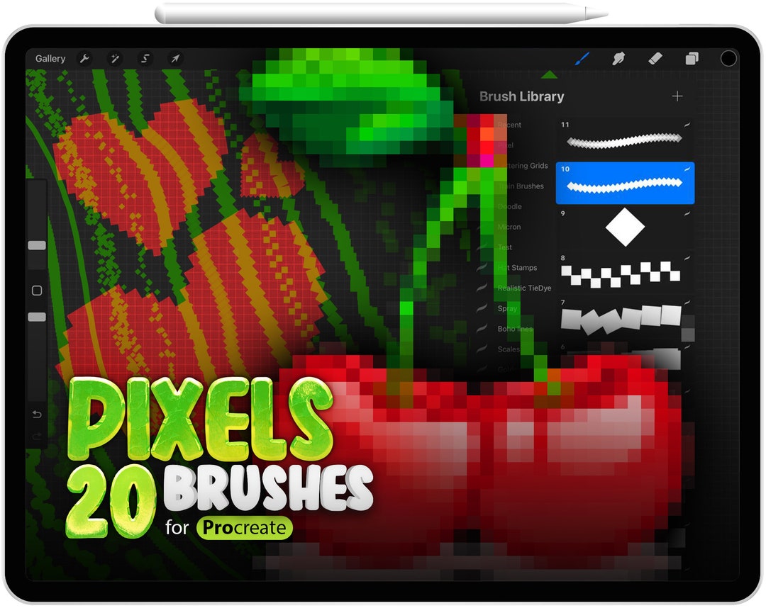 20 Procreate Pixels Brushes Procreate Pixel Stamp Pixel Art Etsy