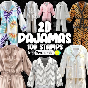 100 Procreate 2D Pajamas Stamp Brushes | Procreate Footed Pajamas | Procreate Sleep Shirts | Procreate Maternity | Procreate Silk Pajamas