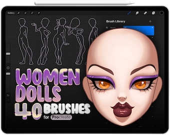 40 Women Dolls Brushes for Procreate, Girls Doll Constructor Stamps for Procreate, Girls Dolls Builder Stamp for Procreate, Woman Doll Maker