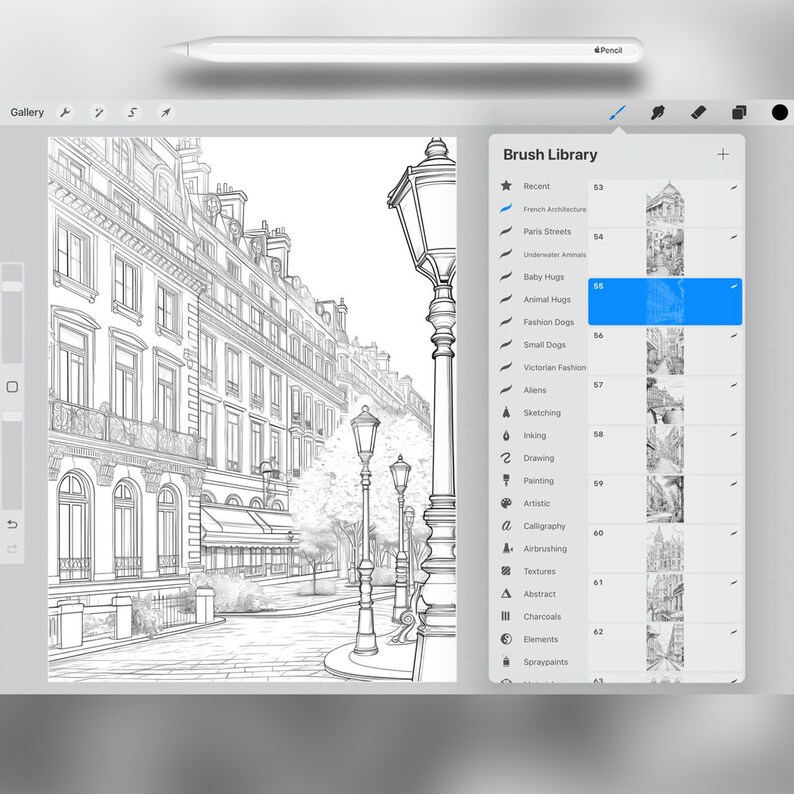 60 French Architecture Procreate Brushes, 60 French Architecture ...