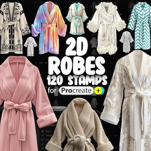 100 Procreate 2D Robes Stamp Brushes | Procreate Bathrobe | Procreate Spa Robe | Procreate Maternity Robe | Procreate  Bridal Robe