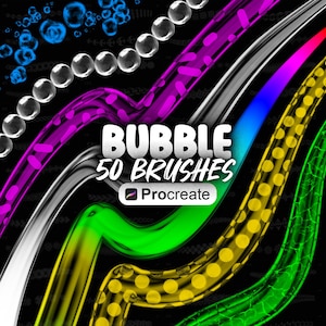 50 Procreate Bubble Brushes | 3D Bubble Lettering Procreate Brushes | Soap Bubbles Procreate Stamp Brush | How to Draw Bubbles in Procreate