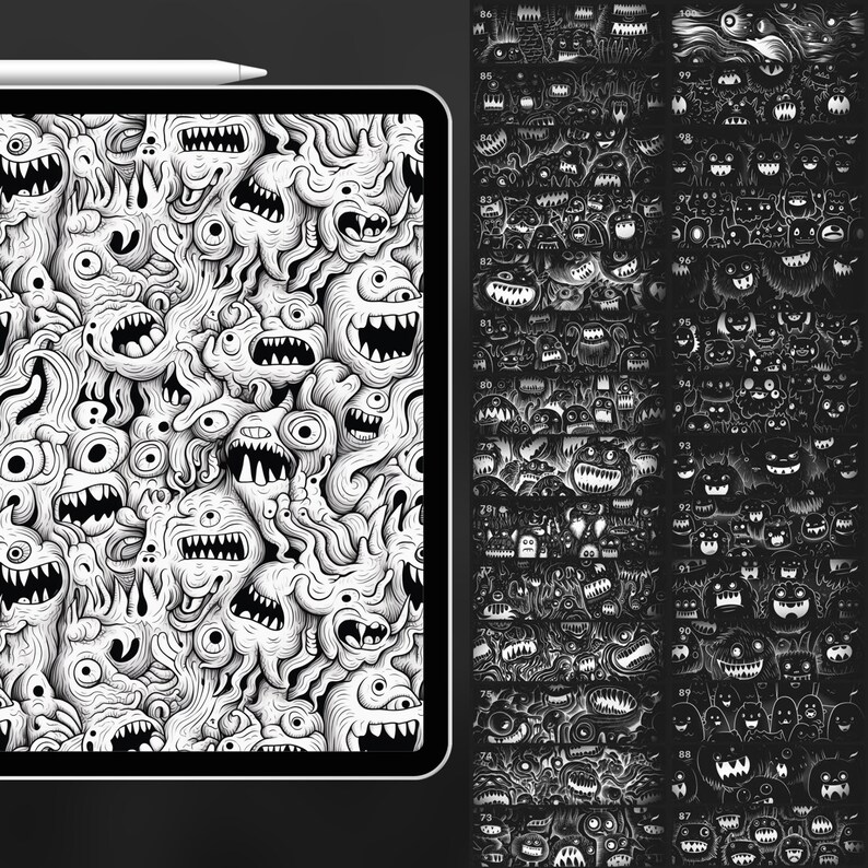 Monster Body Patterns 100 Procreate Monster Patterns | Procreate Halloween Brush | Procreate ...