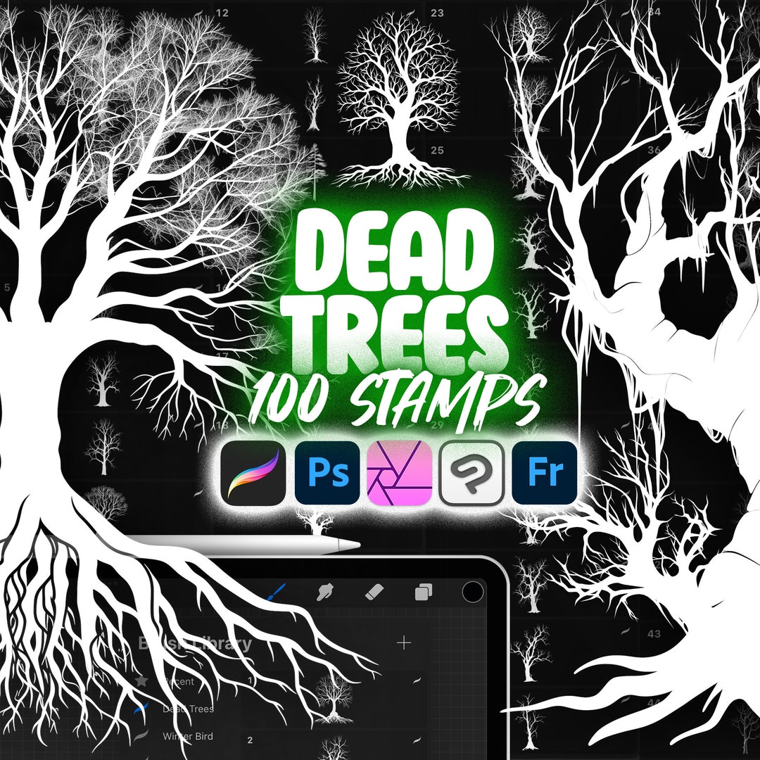 100 Procreate Dead Tree Stamps | Procreate Tree Stamp Brush | Procreate ...