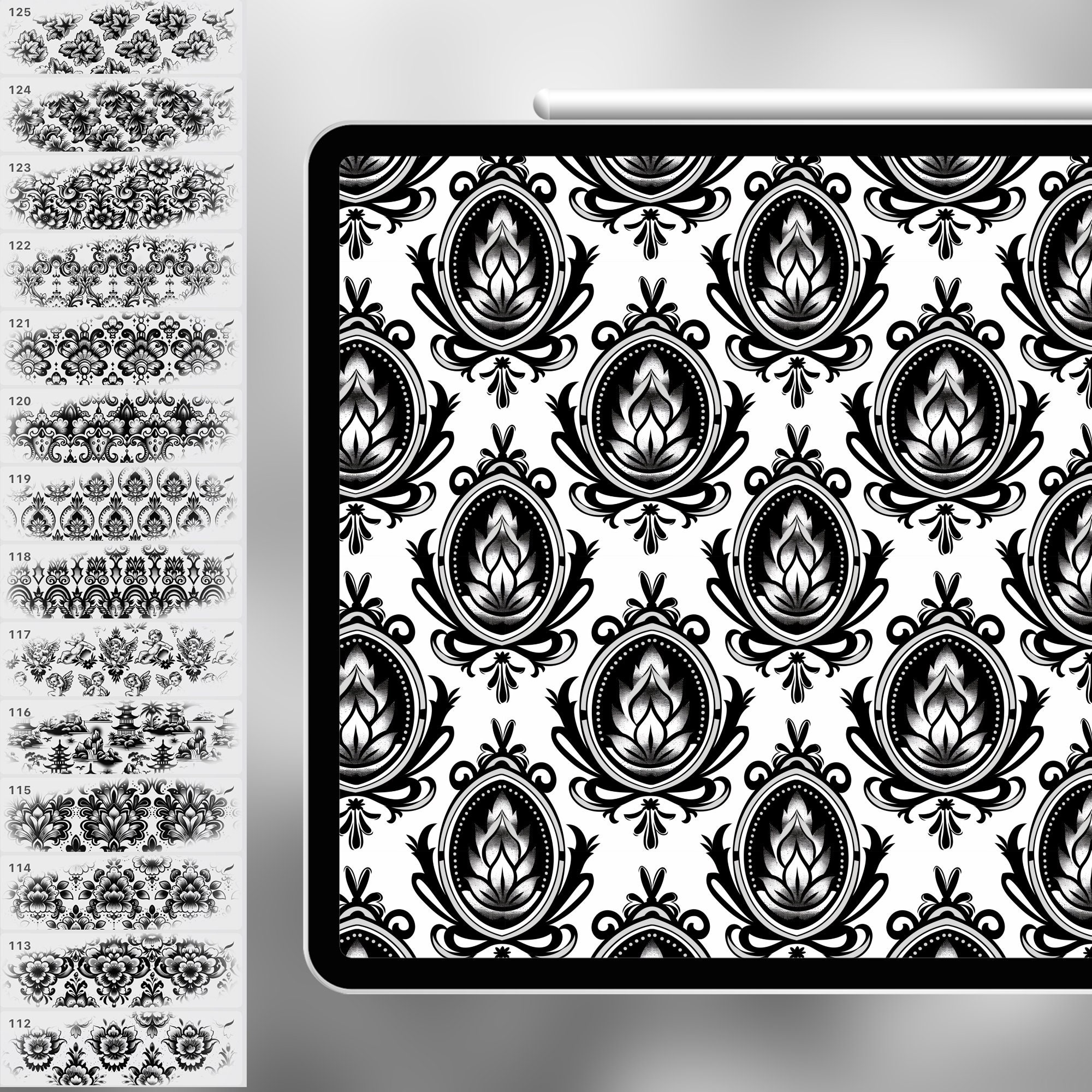 120 Procreate Baroque Pattern Brushes | Baroque Brush for Procreate ...