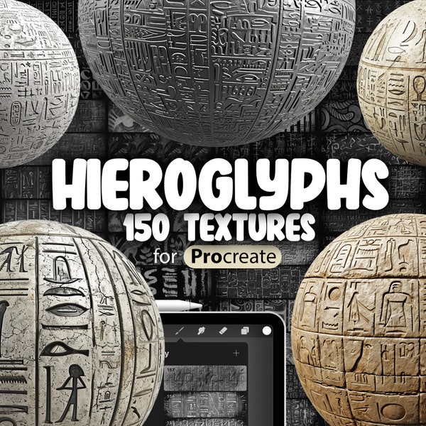150 Procreate Hieroglyphen Texturen | Procreate Maya Hieroglyphen Pinsel | Procreate Keilschrift-Pinsel | Procreate Indus Script Brush