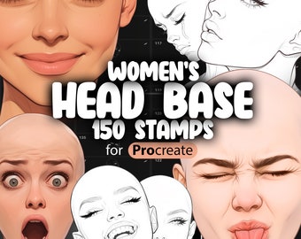 150 Procreate Girls Head Base Stamps | Procreate Female Head Guide Stamps | Procreate Women Head Reference Stamps | Procreate Portrait Stamp