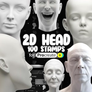 100 Procreate 2D Heads Stamp Brushes | Procreate Women Heads | Procreate Men Heads | Procreate Boys Head | Procreate Girls Heads