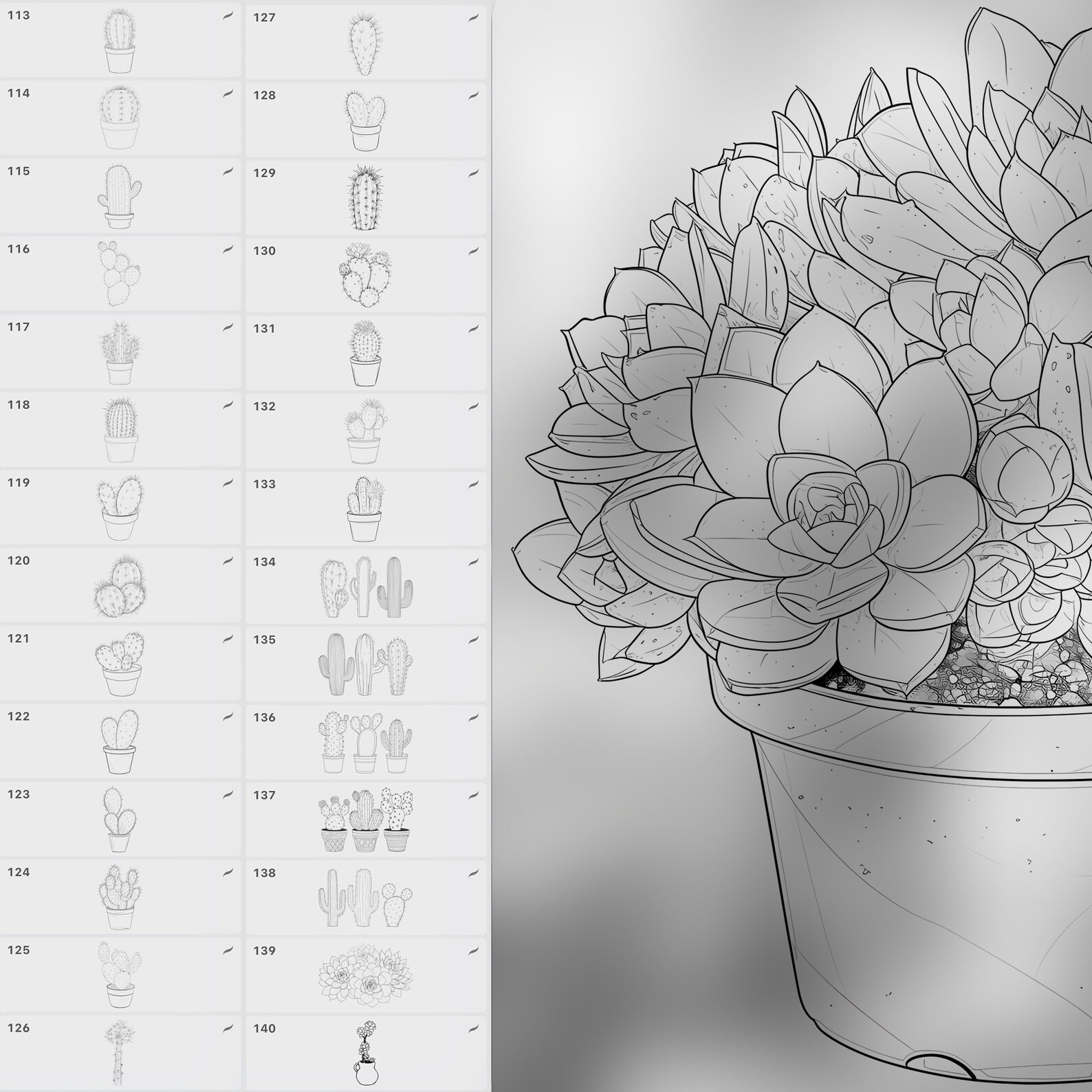 150 Procreate Cactus Stamp Brushes | Photoshop Succulents Brush | Clip ...