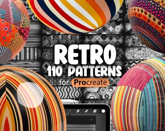110 Procreate Retro Patterns | Procreate Modern Geometrics Brushes | Procreate Modern Geometrics Polka Dot Fabric | Procreate Floral Brush