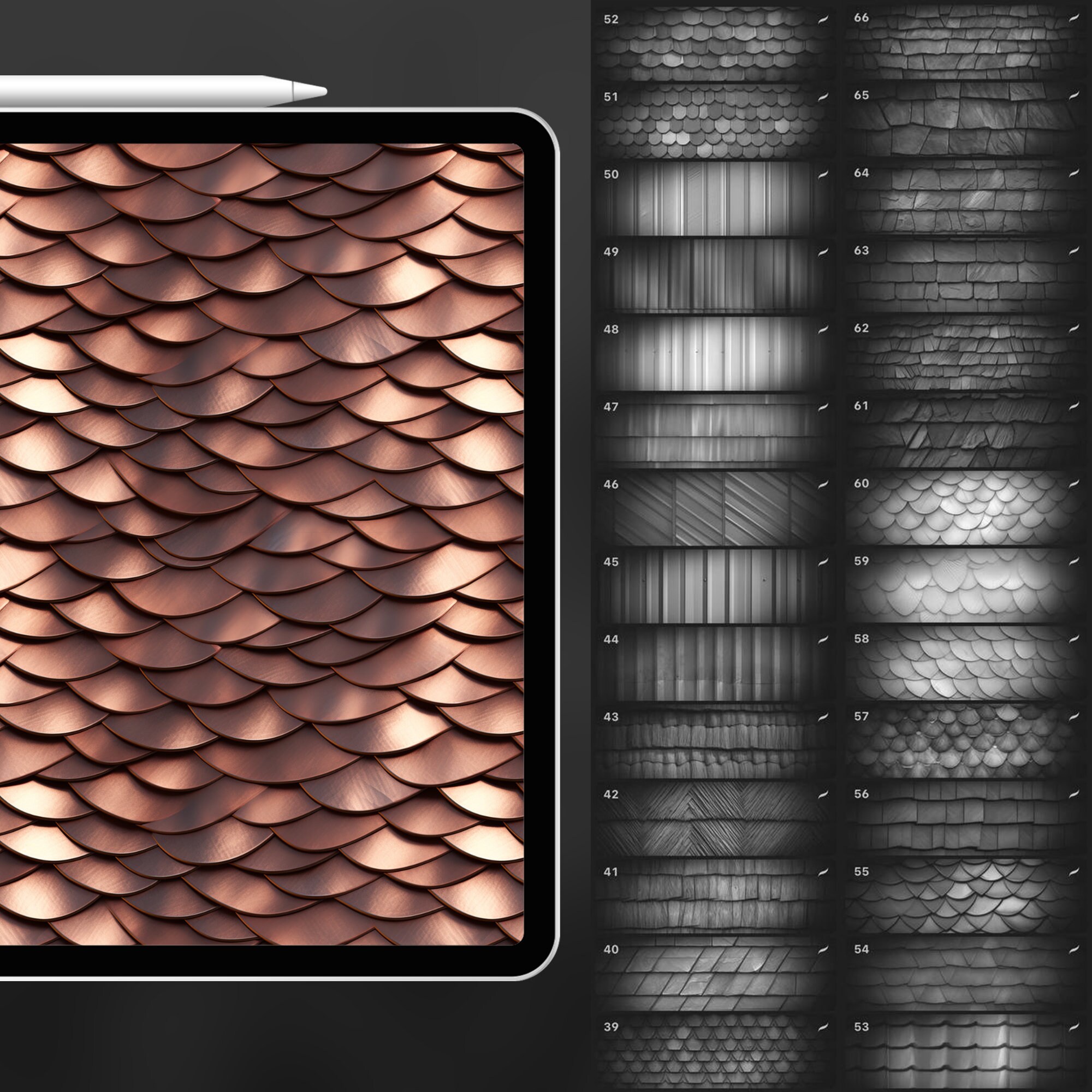 150 Procreate Roof Textures | Tiles Roof Procreate Pattern Seamless ...