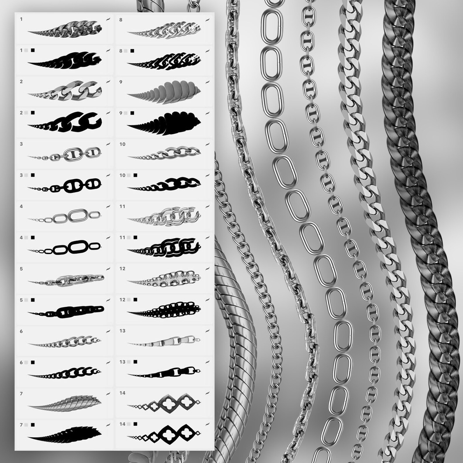 Procreate Chain 100 Procreate Necklace Brushes | Procreate Chain Brushes | Procreate ...