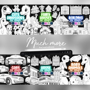 150 Procreate Cute Dinosaurs Stamps | Procreate Dino Stamp Brushes ...