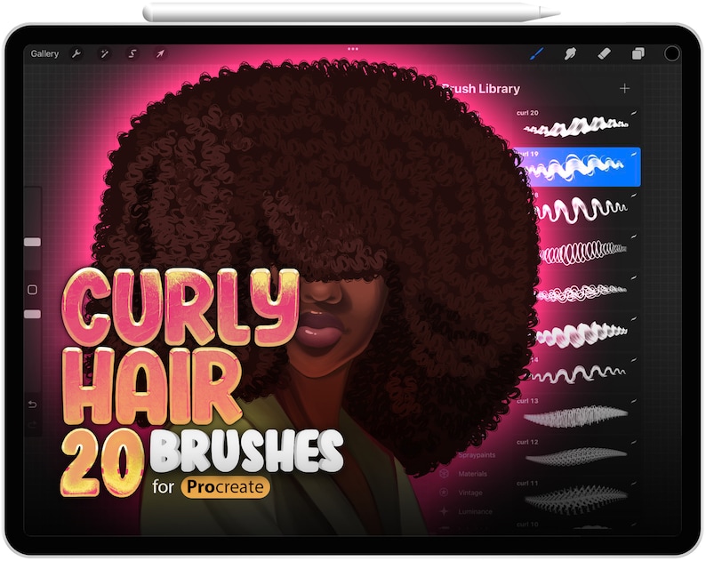 20 Procreate Curly Hair Brushes Hair Edge Procreate Brush Etsy