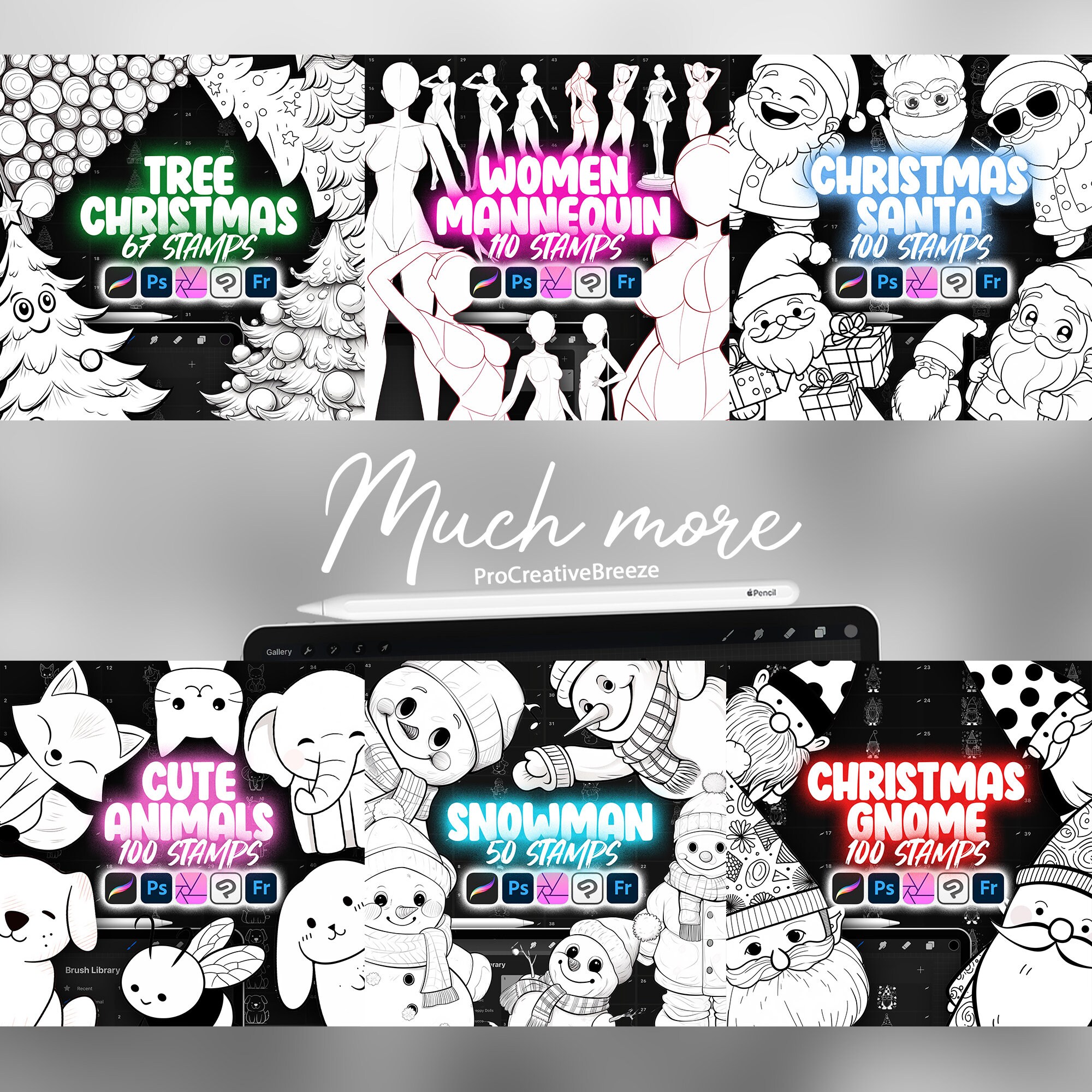 50 Procreate Snowman Stamps | Procreate Winter Stamp Brushes ...