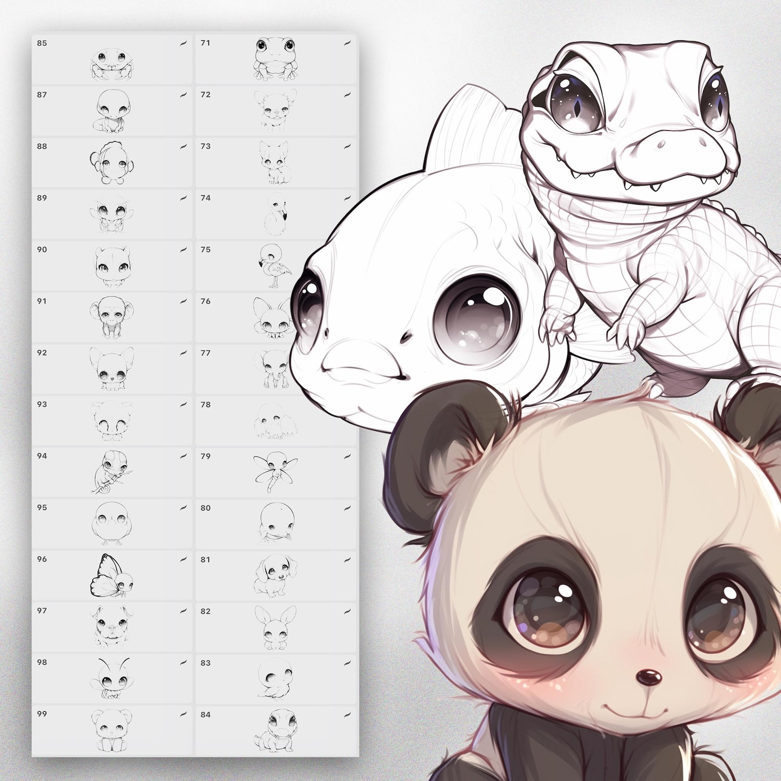 100 Procreate Chibi Animals Stamps | Procreate Cute Animals Stamps ...