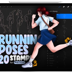 20 Laufende Pose Stempel für Procreate, Run Brushes für Procreate, Woman Run Brush für Procreate, Man Run Brush für Procreate