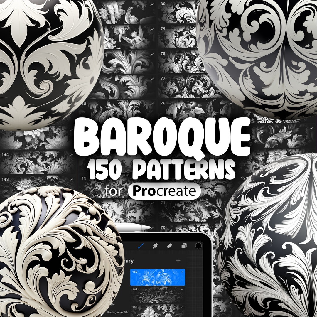 150 Patterns 150 Procreate Baroque Patterns | Floral Baroque Procreate Texture ...