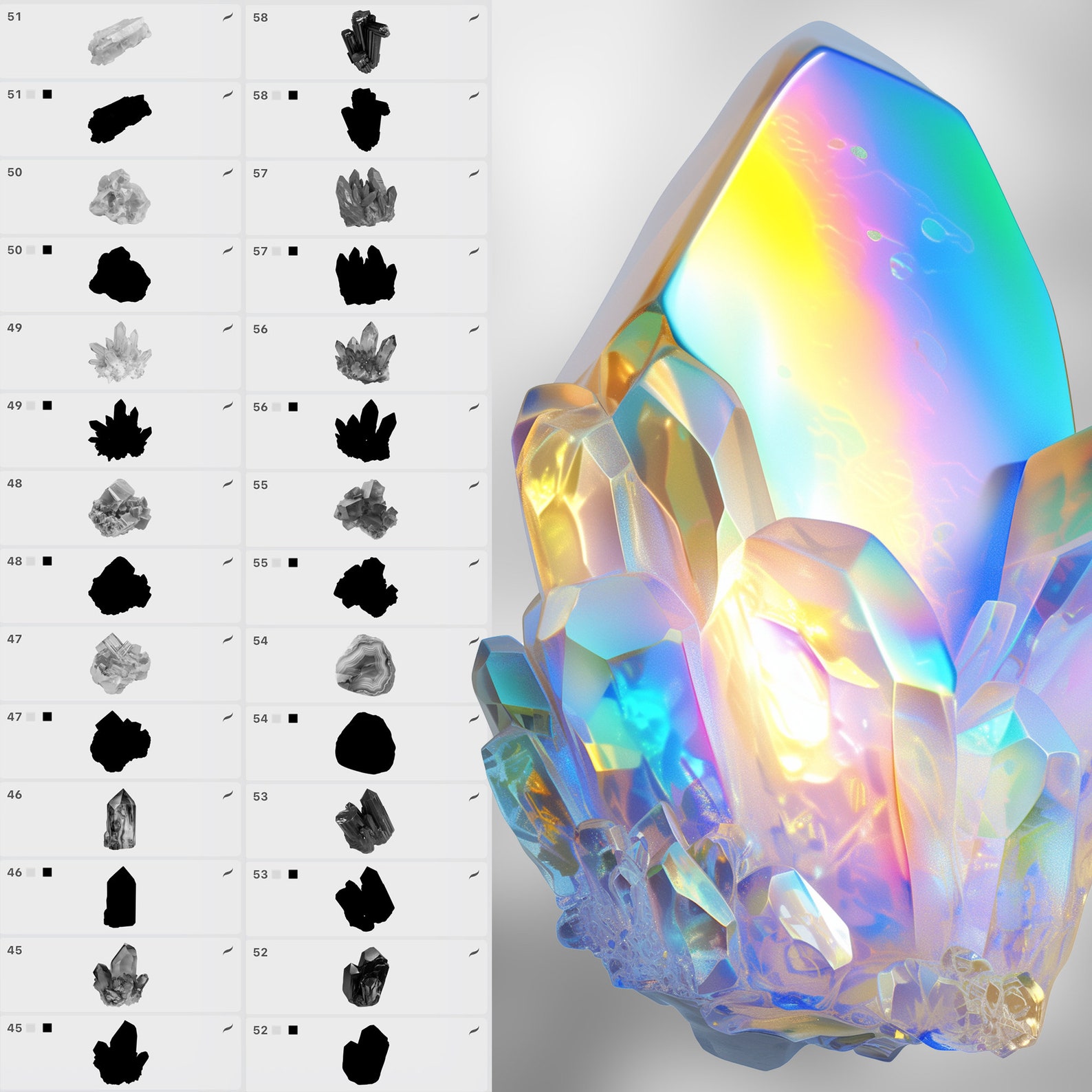 100 Procreate Crystals Stamps | Procreate Rhinestone Stamps | Crystal ...
