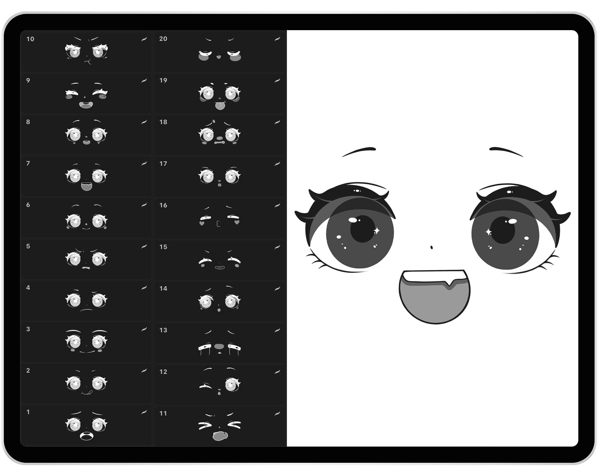 20 Procreate Chibi Faces Stamp Brushes Procreate Anime Faces Etsy