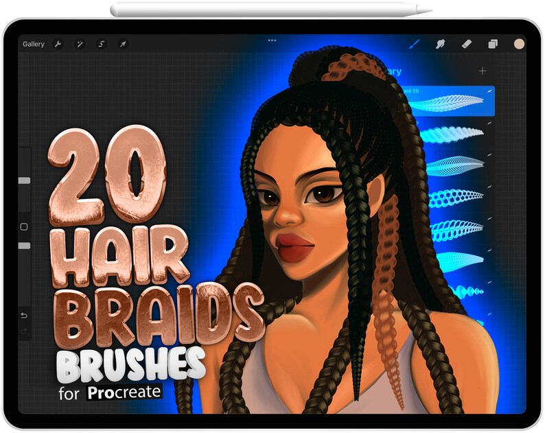 20 Procreate Hair Braids Brushes Realistic Hair Brush Etsy