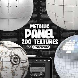 200 Procreate Metallic Panel Textures | Procreate Metallic Tiles Seamless Pattern Brushes | Procreate Metal Texture Brush | Texture Effects