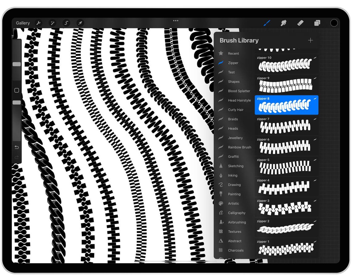 30 Procreate Zipper Brushes Procreate Zipper Pull Stamp Etsy