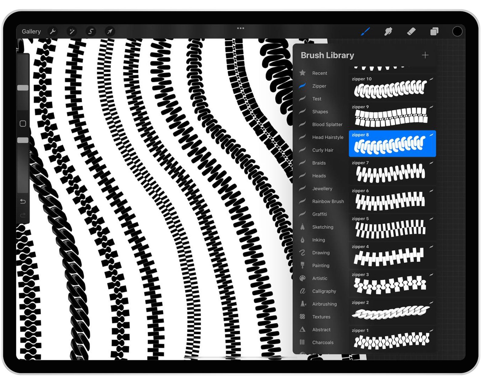 30 Procreate Zipper Brushes Procreate Zipper Pull Stamp Etsy