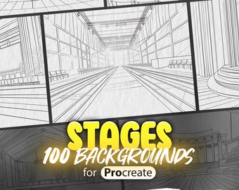 100 Procreate Concert Stages Backgrounds Stamps | Procreate Proscenium ...