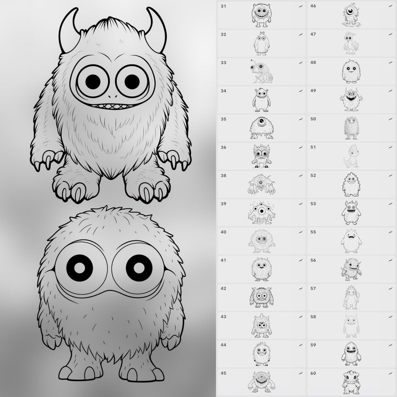 100 Procreate Monsters Stamp Brushes | Procreate Cute Monster ...