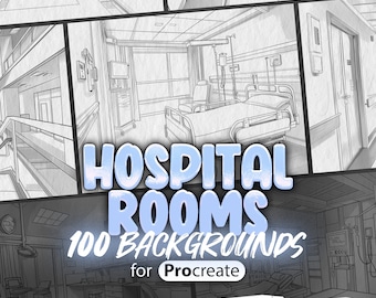100 Procreate Hospital Rooms Backgrounds | Procreate Patients Room Stamps | Procreate Hospital Hallway | Procreate Hospital  Reception Stamp