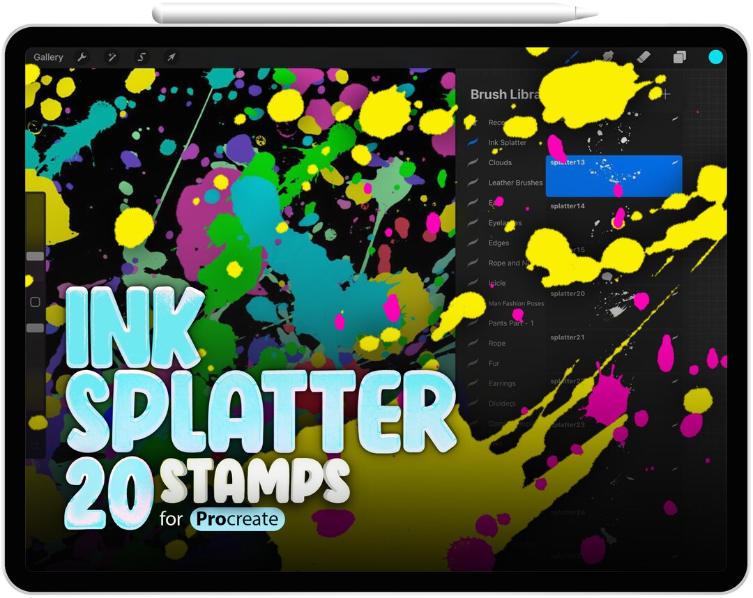 20 Procreate Ink Splatter Stamp Brushes Procreate Paint Etsy