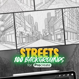 100 timbres Procreate Streets | Procreate Streets Arrière-plans | Procreate City Streets Voir | Procreate Parkway | Procréer des rues de village