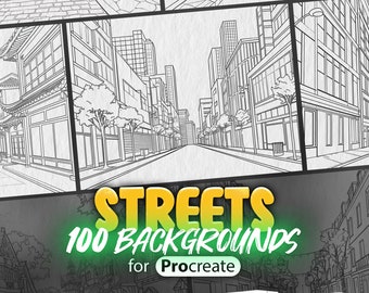 100 Procreate Streets Stamps | Procreate Streets Backgrounds | Procreate City Streets View | Procreate Parkway | Procreate Village Streets