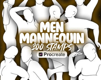 300 Procreate Men Mannequin Stamps | Outline Men Mixed Poses Brushes for Procreate | Men Bodies Procreate Stamps | Procreate Croquis Brushes